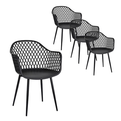 Gardeon 4PC Outdoor Dining Chairs PP Lounge Chair Patio Furniture Garden Black-Furniture &gt; Outdoor-PEROZ Accessories