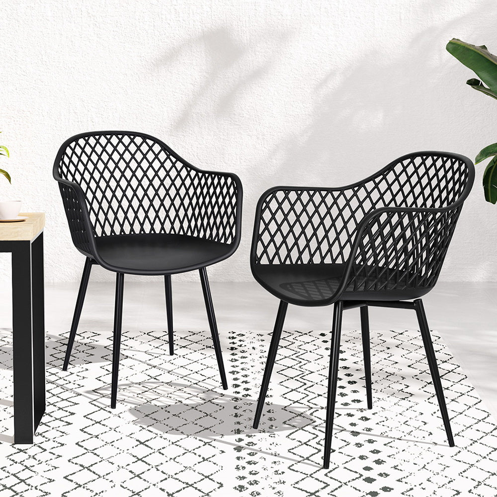 Gardeon 4PC Outdoor Dining Chairs PP Lounge Chair Patio Furniture Garden Black-Furniture &gt; Outdoor-PEROZ Accessories