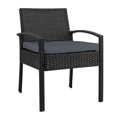 Gardeon Outdoor Furniture Bistro Wicker Chair Black-Furniture &gt; Outdoor-PEROZ Accessories