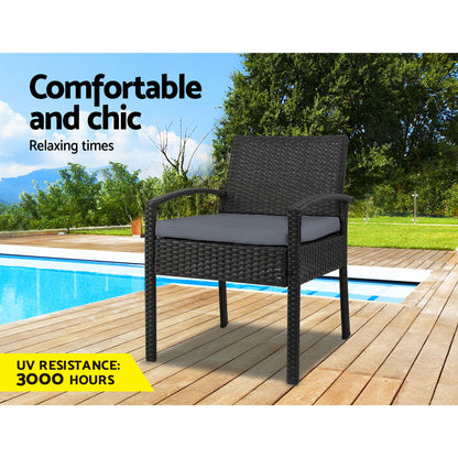 Gardeon Outdoor Furniture Bistro Wicker Chair Black-Furniture &gt; Outdoor-PEROZ Accessories