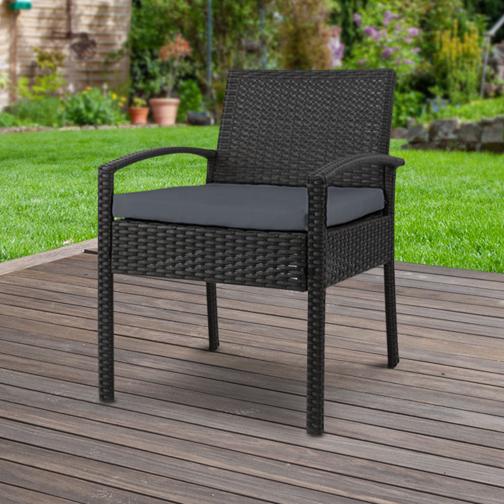Gardeon Outdoor Furniture Bistro Wicker Chair Black-Furniture &gt; Outdoor-PEROZ Accessories