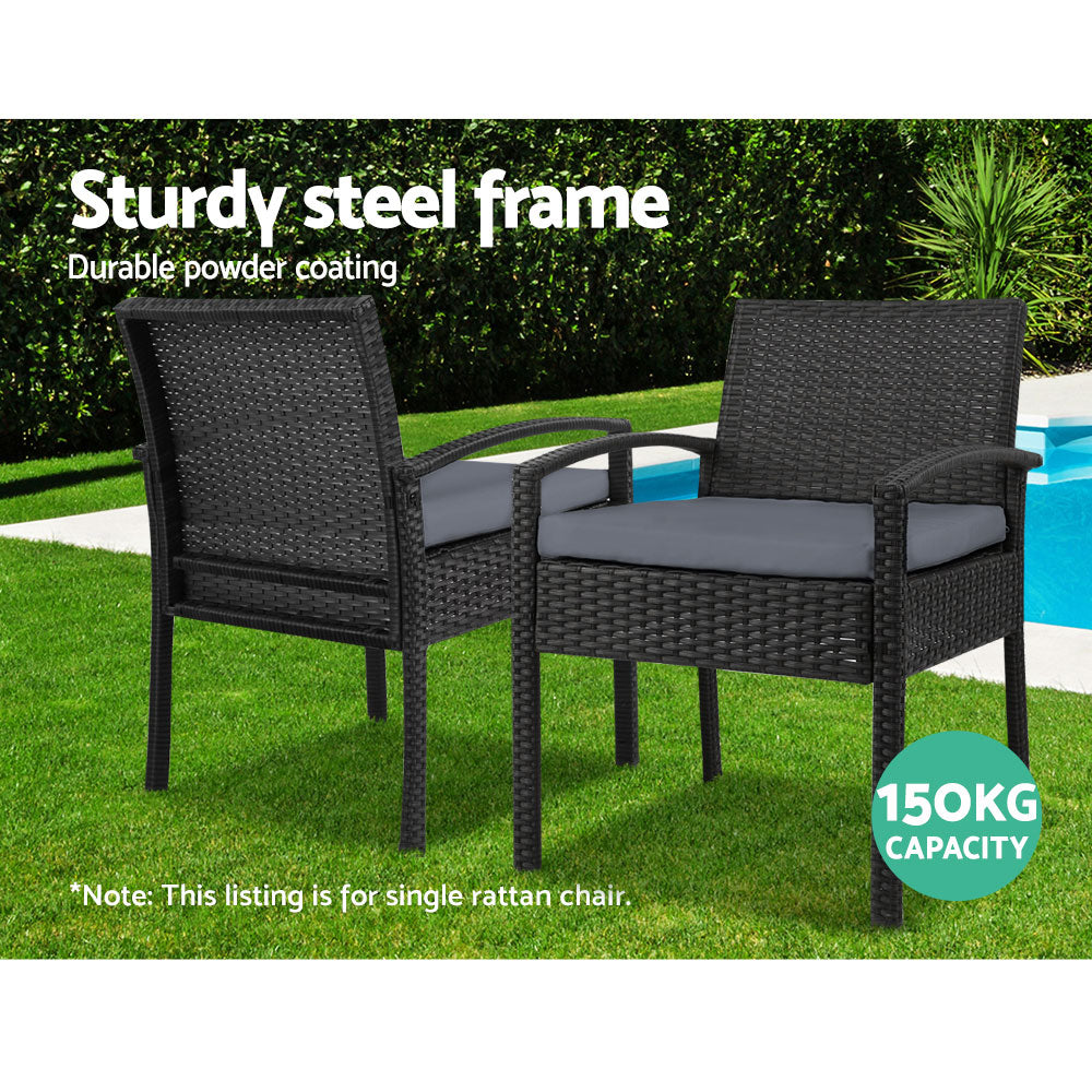 Gardeon Outdoor Furniture Bistro Wicker Chair Black-Furniture &gt; Outdoor-PEROZ Accessories