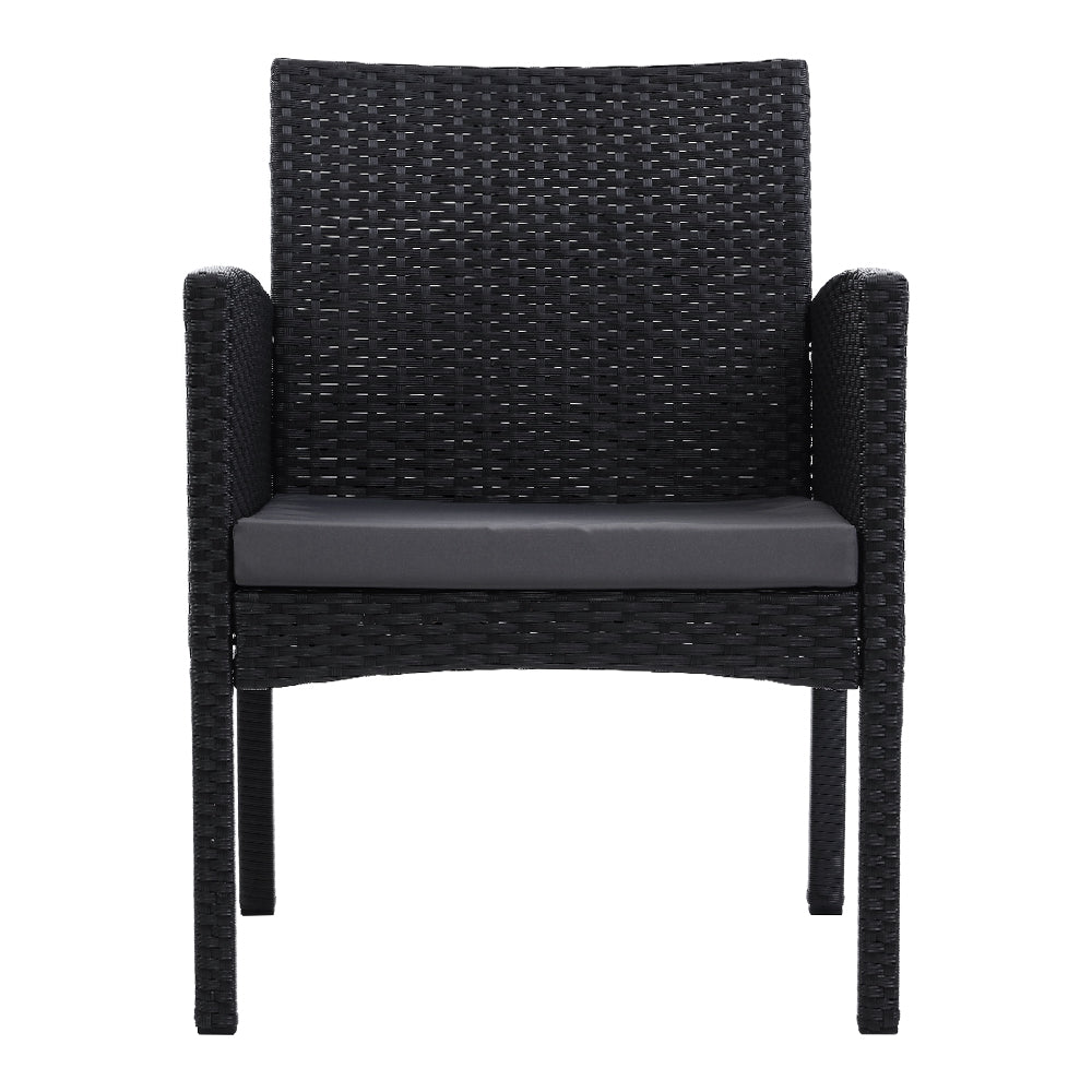Set of 2 Outdoor Bistro Chairs Patio Furniture Dining Chair Wicker Garden Cushion Gardeon-Furniture &gt; Outdoor-PEROZ Accessories