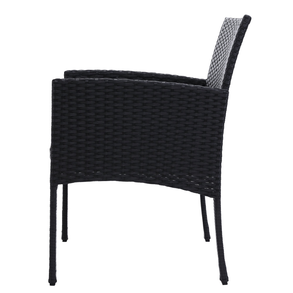 Set of 2 Outdoor Bistro Chairs Patio Furniture Dining Chair Wicker Garden Cushion Gardeon-Furniture &gt; Outdoor-PEROZ Accessories