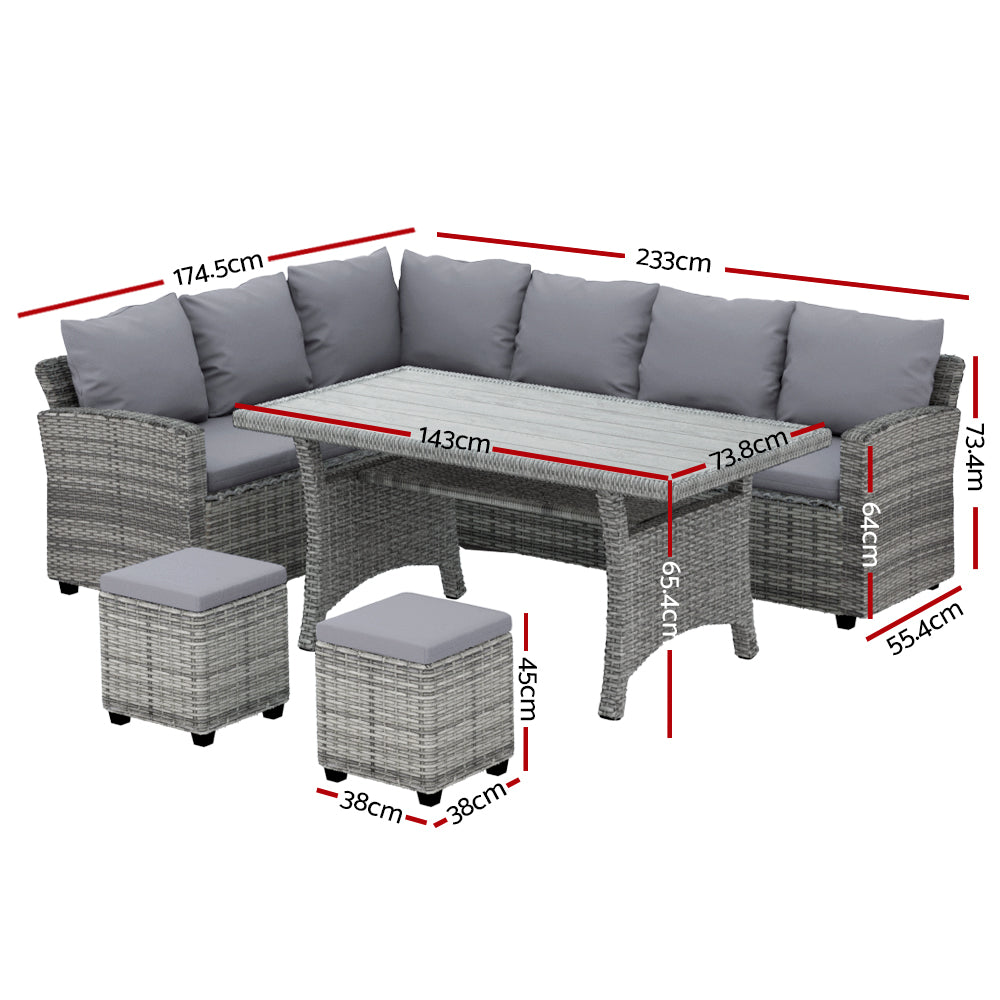 Gardeon Outdoor Dining Set Wicker Table Chairs Setting 8 Seater-Furniture &gt; Outdoor-PEROZ Accessories