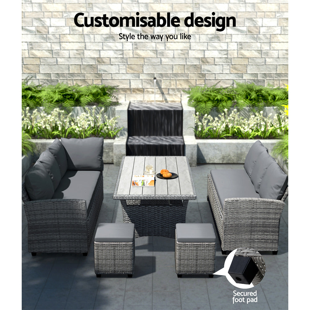 Gardeon Outdoor Dining Set Wicker Table Chairs Setting 8 Seater-Furniture &gt; Outdoor-PEROZ Accessories