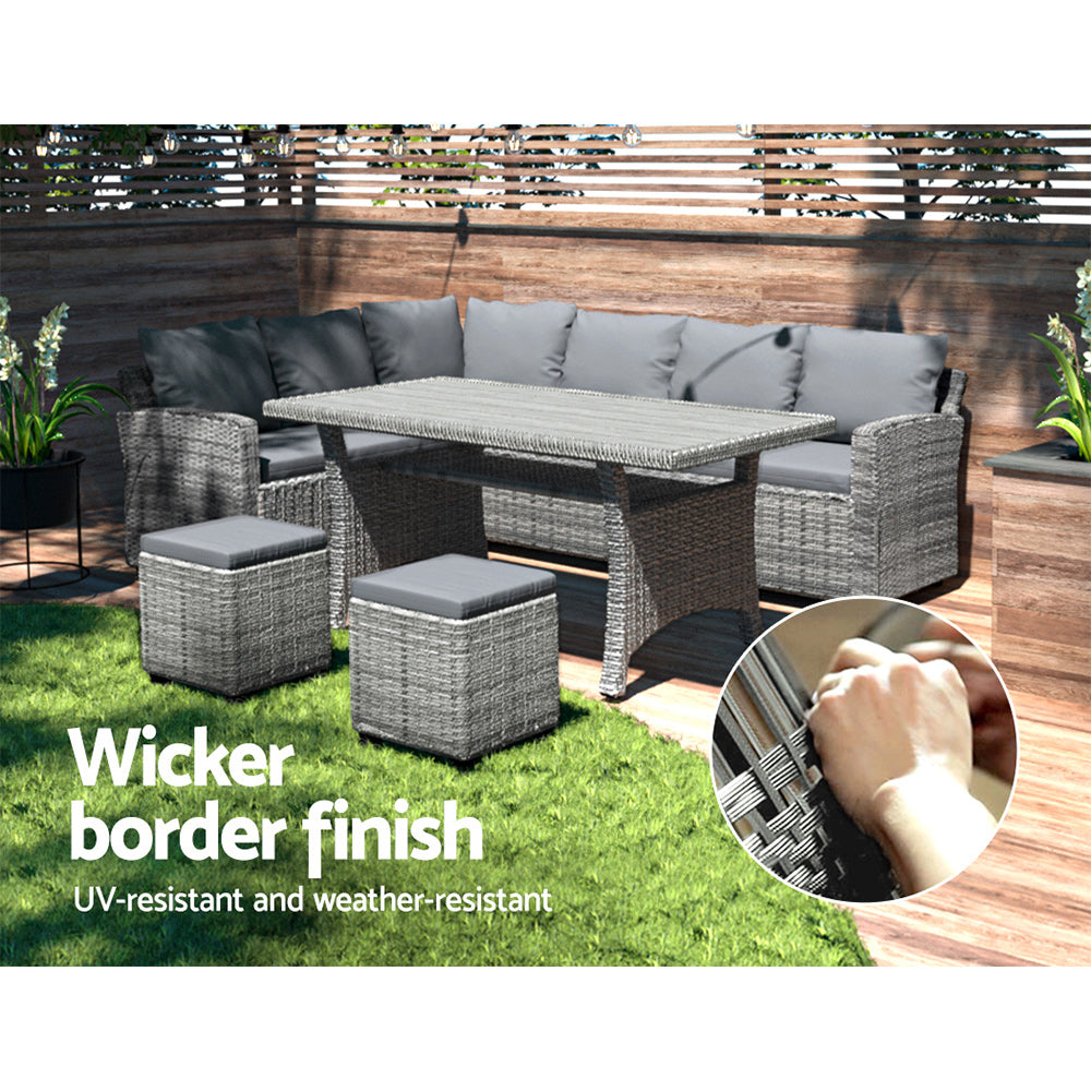 Gardeon Outdoor Dining Set Wicker Table Chairs Setting 8 Seater-Furniture &gt; Outdoor-PEROZ Accessories
