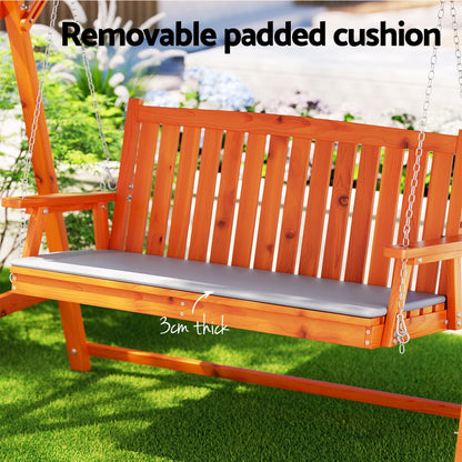 Gardeon Wooden Swing Chair Garden Bench Canopy 3 Seater Outdoor Furniture-Swing Chairs-PEROZ Accessories