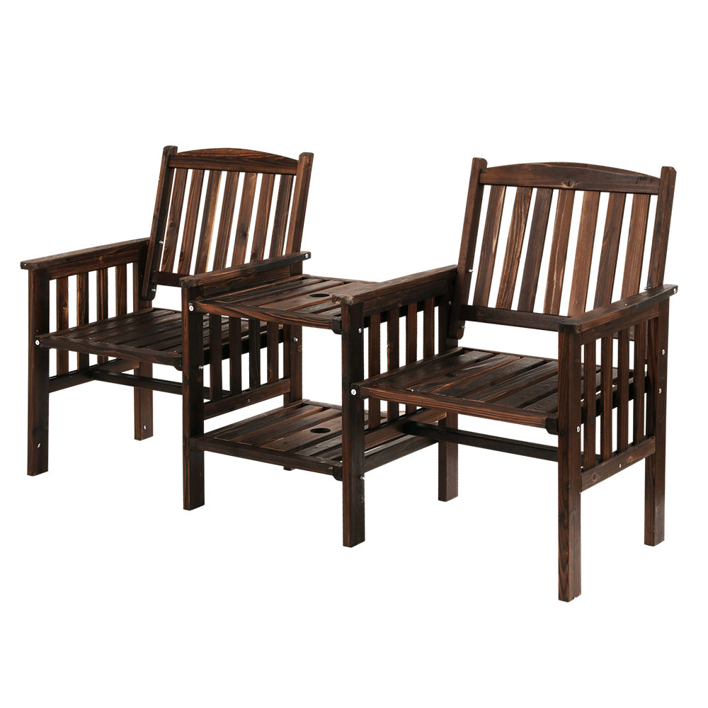 Gardeon Garden Bench Chair Table Loveseat Wooden Outdoor Furniture Patio Park Charcoal Brown-Furniture &gt; Outdoor-PEROZ Accessories