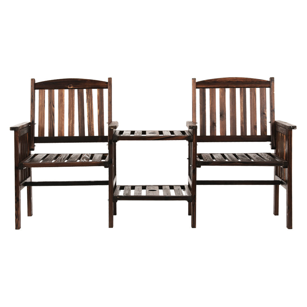Gardeon Garden Bench Chair Table Loveseat Wooden Outdoor Furniture Patio Park Charcoal Brown-Furniture &gt; Outdoor-PEROZ Accessories
