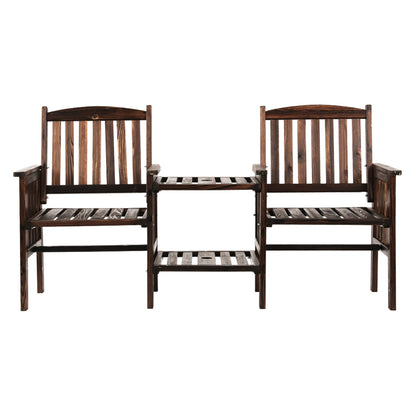 Gardeon Garden Bench Chair Table Loveseat Wooden Outdoor Furniture Patio Park Charcoal Brown-Furniture &gt; Outdoor-PEROZ Accessories