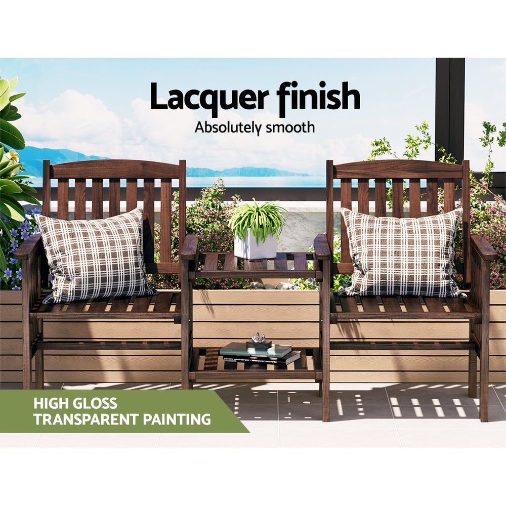 Gardeon Garden Bench Chair Table Loveseat Wooden Outdoor Furniture Patio Park Charcoal Brown-Furniture &gt; Outdoor-PEROZ Accessories
