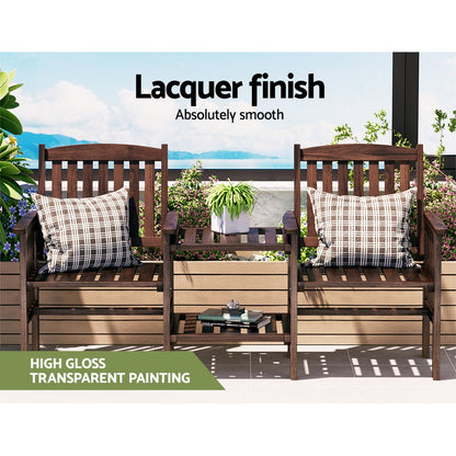 Gardeon Garden Bench Chair Table Loveseat Wooden Outdoor Furniture Patio Park Charcoal Brown-Furniture &gt; Outdoor-PEROZ Accessories