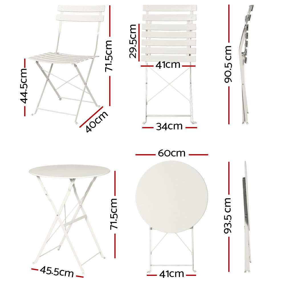 Gardeon Outdoor Setting Bistro Set Table and Chairs Folding Patio Furniture-Furniture &gt; Outdoor-PEROZ Accessories