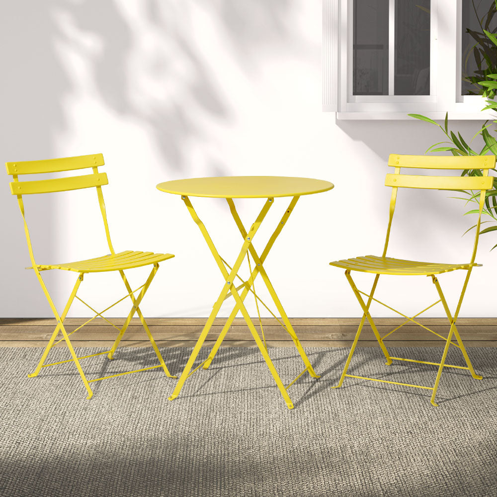 Gardeon Outdoor Setting Bistro Set Table and Chairs Folding Patio Furniture-Furniture &gt; Outdoor-PEROZ Accessories