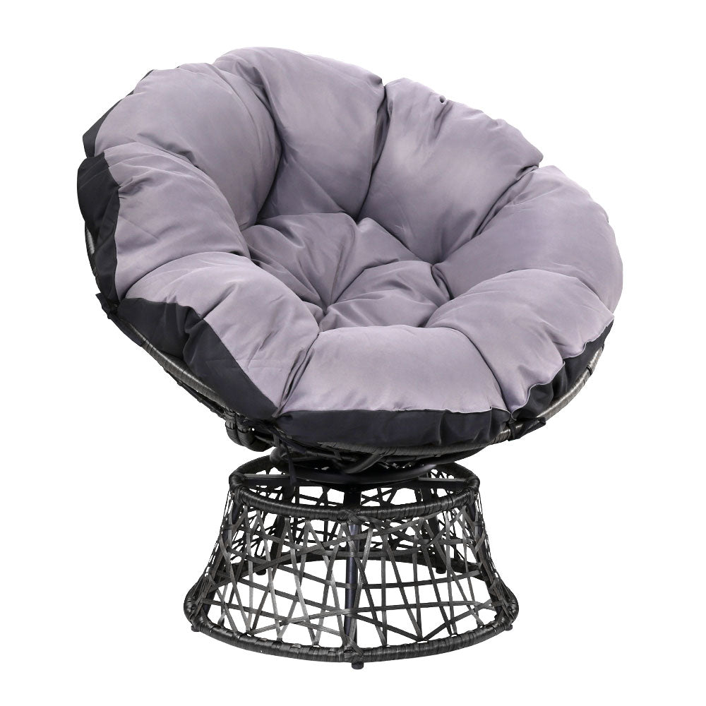 Gardeon Outdoor Papasan Chairs Lounge Setting Patio Furniture Wicker Black-Furniture &gt; Bar Stools &amp; Chairs-PEROZ Accessories