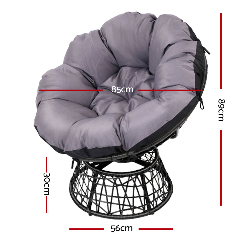 Gardeon Outdoor Papasan Chairs Lounge Setting Patio Furniture Wicker Black-Furniture &gt; Bar Stools &amp; Chairs-PEROZ Accessories