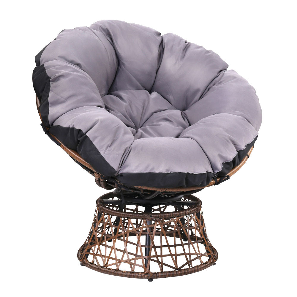 Gardeon Outdoor Papasan Chairs Lounge Setting Patio Furniture Wicker Brown-Furniture &gt; Bar Stools &amp; Chairs-PEROZ Accessories