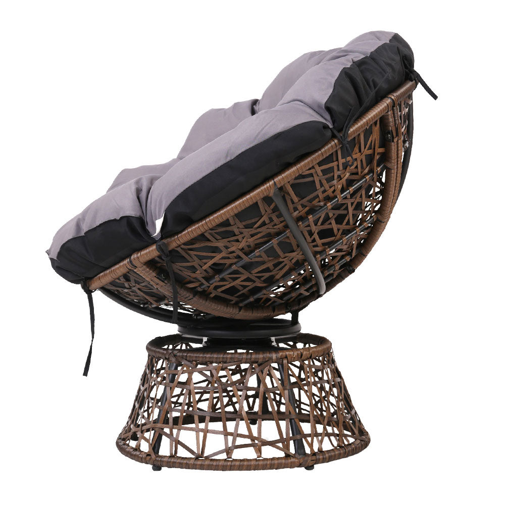 Gardeon Outdoor Papasan Chairs Table Lounge Setting Patio Furniture Wicker Brown-Furniture &gt; Bar Stools &amp; Chairs-PEROZ Accessories