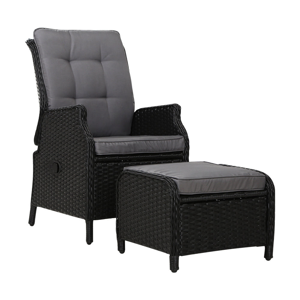 Gardeon Recliner Chair Sun lounge Setting Outdoor Furniture Patio Wicker Sofa-Furniture &gt; Outdoor-PEROZ Accessories