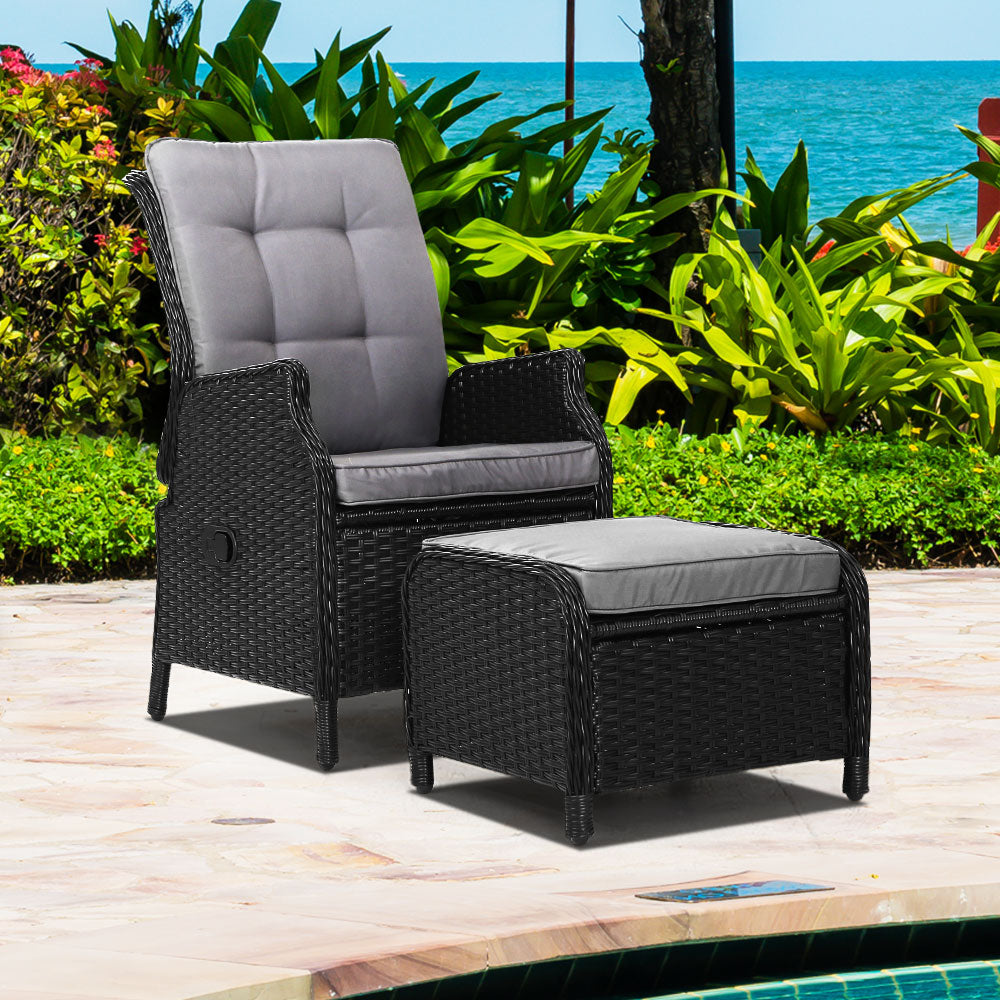 Gardeon Recliner Chair Sun lounge Setting Outdoor Furniture Patio Wicker Sofa-Furniture &gt; Outdoor-PEROZ Accessories