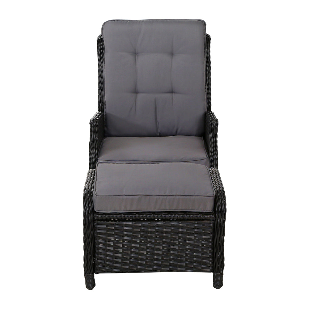 Gardeon Set of 2 Recliner Chairs Sun lounge Outdoor Setting Patio Furniture Wicker Sofa-Furniture &gt; Outdoor-PEROZ Accessories