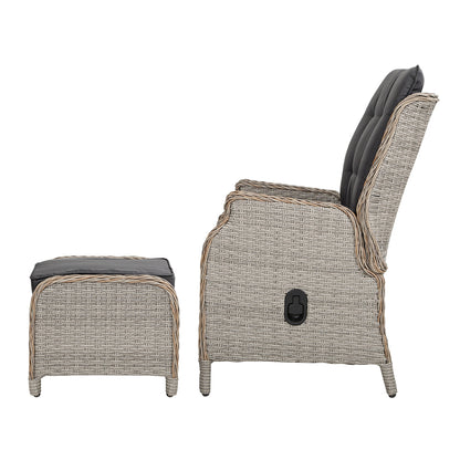 Gardeon Set of 2 Recliner Chairs Sun lounge Outdoor Patio Furniture Wicker Sofa Lounger-Furniture &gt; Outdoor-PEROZ Accessories