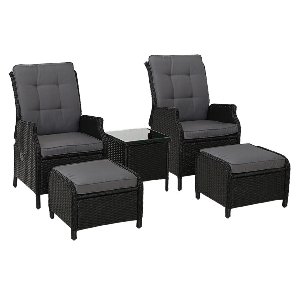 Gardeon Recliner Chairs Sun lounge Setting Outdoor Furniture Patio Garden Wicker-Furniture &gt; Outdoor-PEROZ Accessories