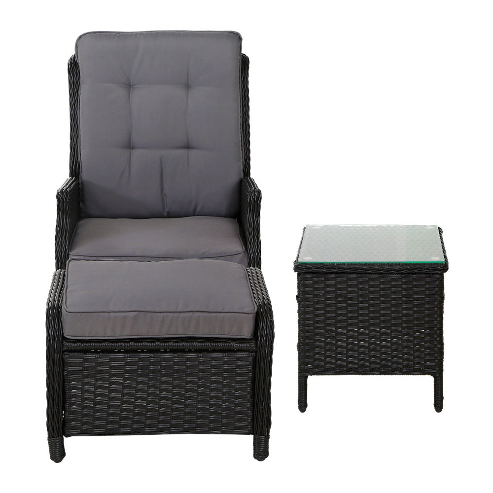 Gardeon Recliner Chairs Sun lounge Setting Outdoor Furniture Patio Garden Wicker-Furniture &gt; Outdoor-PEROZ Accessories