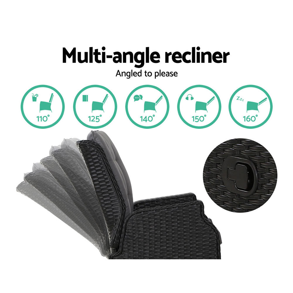 Gardeon Recliner Chairs Sun lounge Setting Outdoor Furniture Patio Garden Wicker-Furniture &gt; Outdoor-PEROZ Accessories