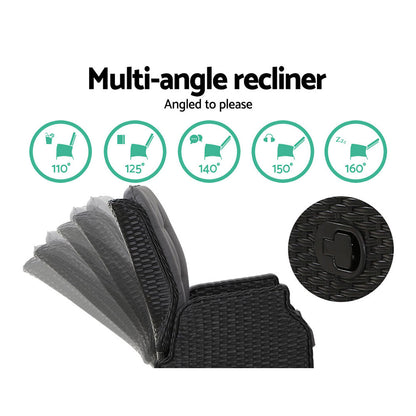 Gardeon Recliner Chairs Sun lounge Setting Outdoor Furniture Patio Garden Wicker-Furniture &gt; Outdoor-PEROZ Accessories