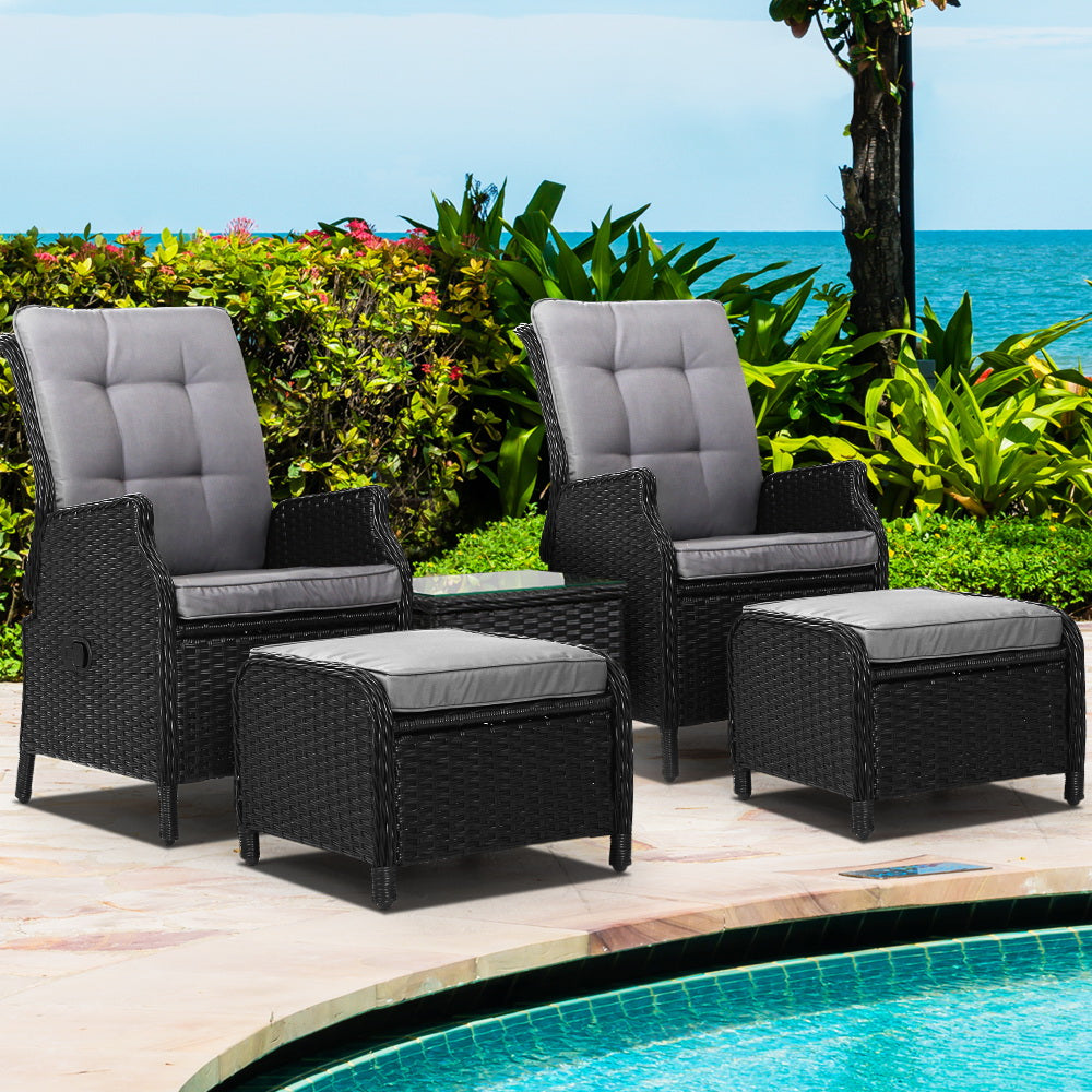 Gardeon Recliner Chairs Sun lounge Setting Outdoor Furniture Patio Garden Wicker-Furniture &gt; Outdoor-PEROZ Accessories