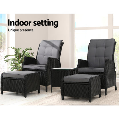 Gardeon Recliner Chairs Sun lounge Setting Outdoor Furniture Patio Garden Wicker-Furniture &gt; Outdoor-PEROZ Accessories