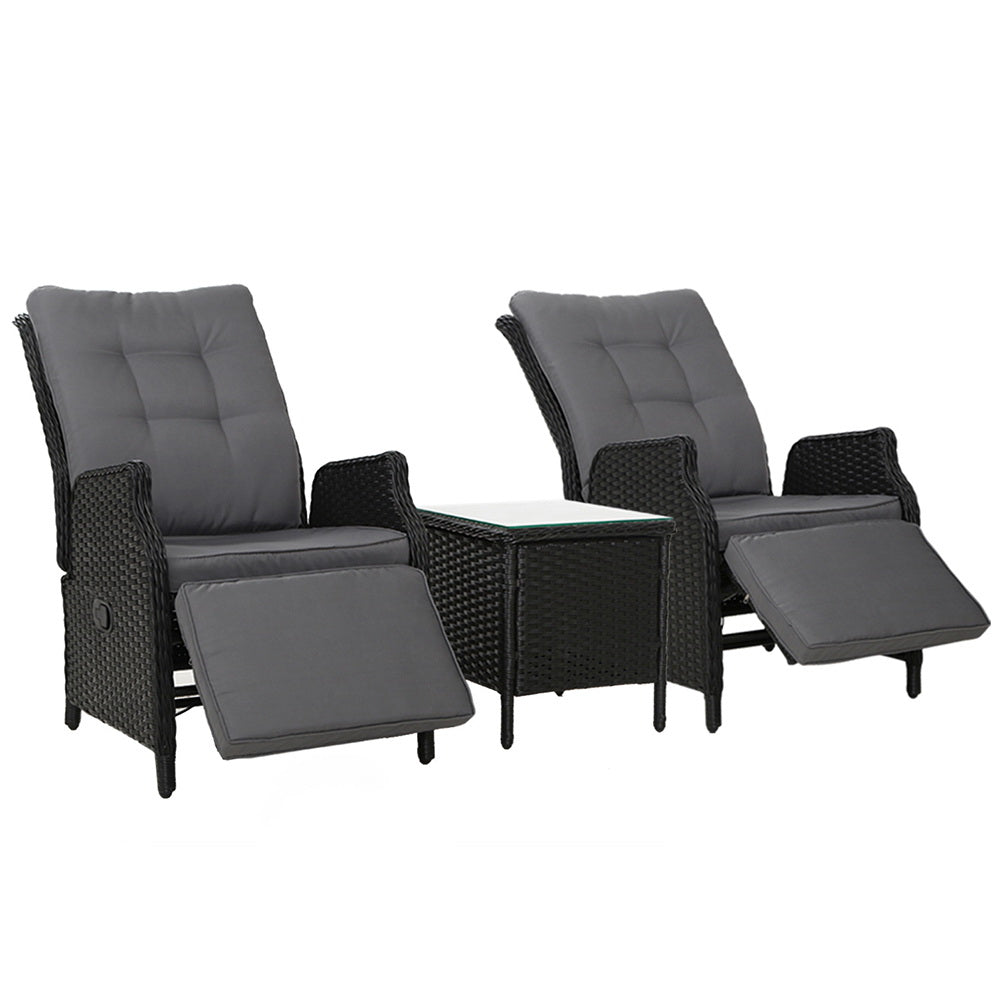 Gardeon Recliner Chairs Sun lounge Setting Outdoor Furniture Patio Wicker Sofa-Furniture &gt; Outdoor-PEROZ Accessories