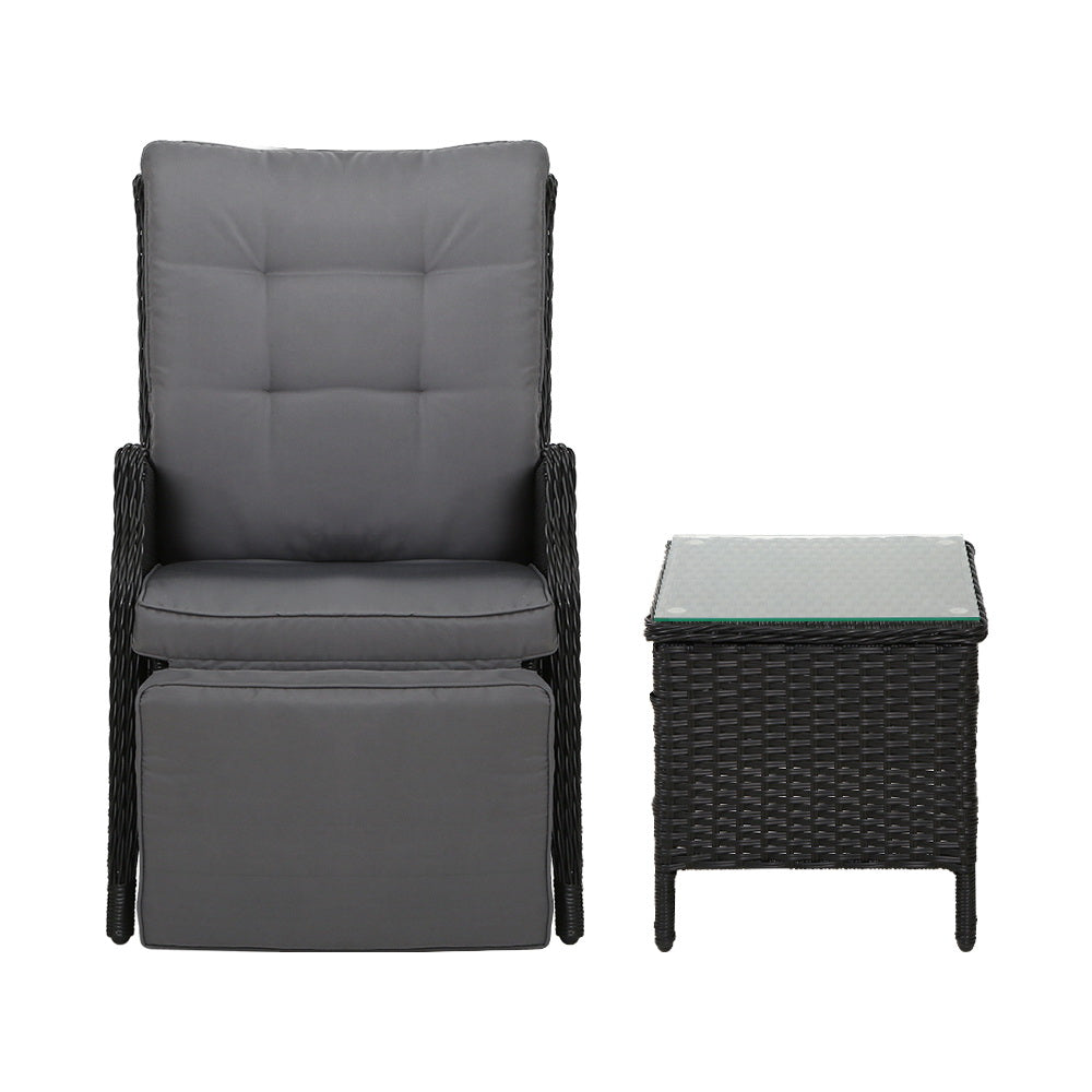 Gardeon Recliner Chairs Sun lounge Setting Outdoor Furniture Patio Wicker Sofa-Furniture &gt; Outdoor-PEROZ Accessories