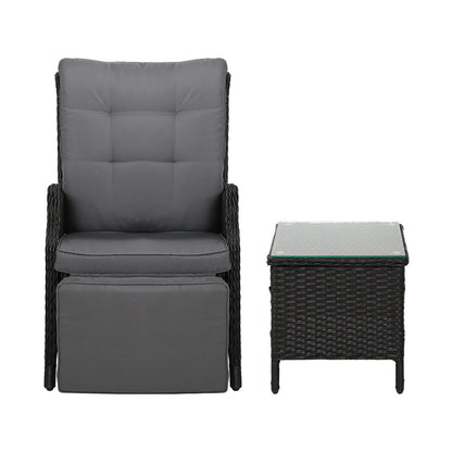 Gardeon Recliner Chairs Sun lounge Setting Outdoor Furniture Patio Wicker Sofa-Furniture &gt; Outdoor-PEROZ Accessories