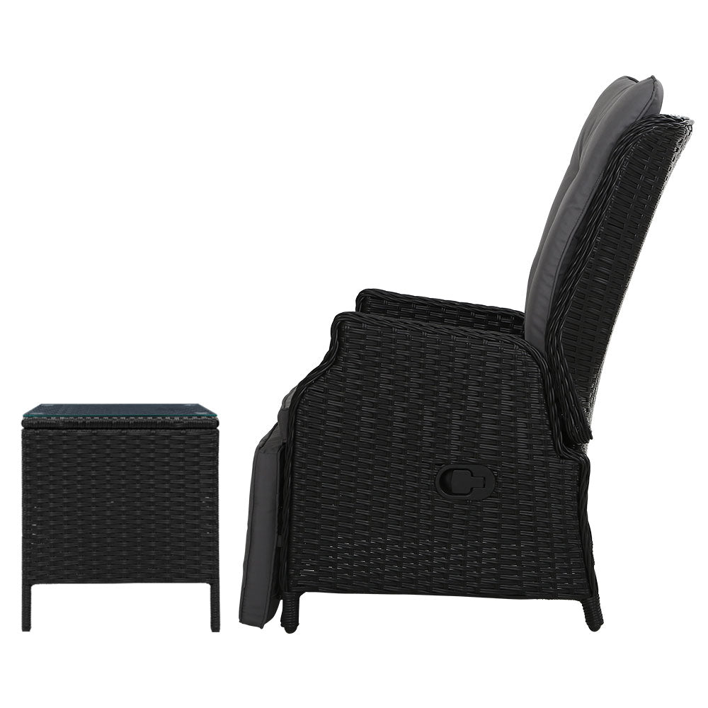Gardeon Recliner Chairs Sun lounge Setting Outdoor Furniture Patio Wicker Sofa-Furniture &gt; Outdoor-PEROZ Accessories