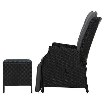 Gardeon Recliner Chairs Sun lounge Setting Outdoor Furniture Patio Wicker Sofa-Furniture &gt; Outdoor-PEROZ Accessories