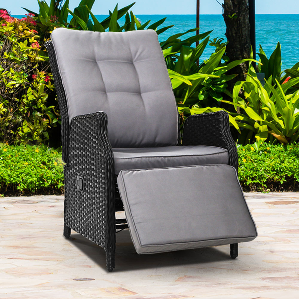 Gardeon Recliner Chair Sun lounge Setting Outdoor Furniture Patio Wicker Sofa-Furniture &gt; Outdoor-PEROZ Accessories