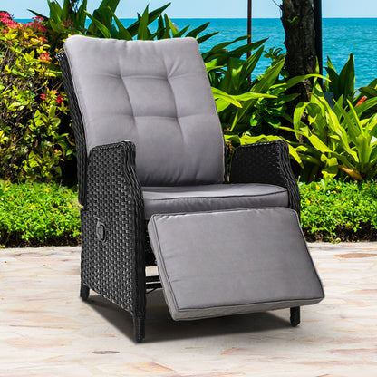 Gardeon Recliner Chair Sun lounge Setting Outdoor Furniture Patio Wicker Sofa-Furniture &gt; Outdoor-PEROZ Accessories