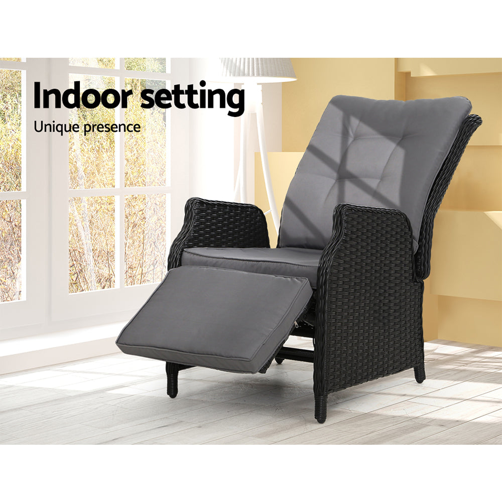 Gardeon Recliner Chair Sun lounge Setting Outdoor Furniture Patio Wicker Sofa-Furniture &gt; Outdoor-PEROZ Accessories