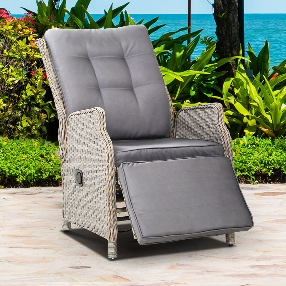 Gardeon Sun lounge Setting Recliner Chair Outdoor Furniture Patio Wicker Sofa-Furniture &gt; Outdoor-PEROZ Accessories