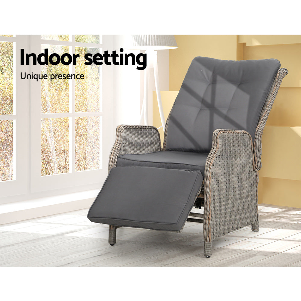 Gardeon Sun lounge Setting Recliner Chair Outdoor Furniture Patio Wicker Sofa-Furniture &gt; Outdoor-PEROZ Accessories