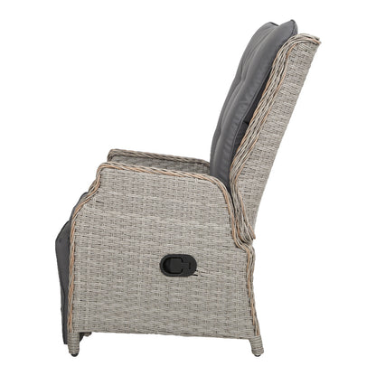 Gardeon Set of 2 Recliner Chairs Sun lounge Outdoor Furniture Setting Patio Wicker Sofa Grey-Furniture &gt; Outdoor-PEROZ Accessories