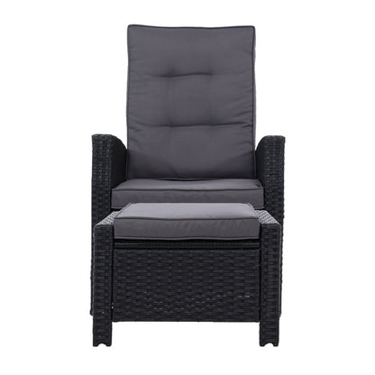 Set of 2 Sun lounge Recliner Chair Wicker Lounger Sofa Day Bed Outdoor Chairs Patio Furniture Garden Cushion Ottoman Gardeon-Furniture &gt; Outdoor-PEROZ Accessories