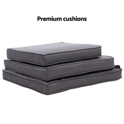 Sun lounge Recliner Chair Wicker Lounger Sofa Day Bed Outdoor Furniture Patio Garden Cushion Ottoman Grey Gardeon-Furniture &gt; Outdoor-PEROZ Accessories