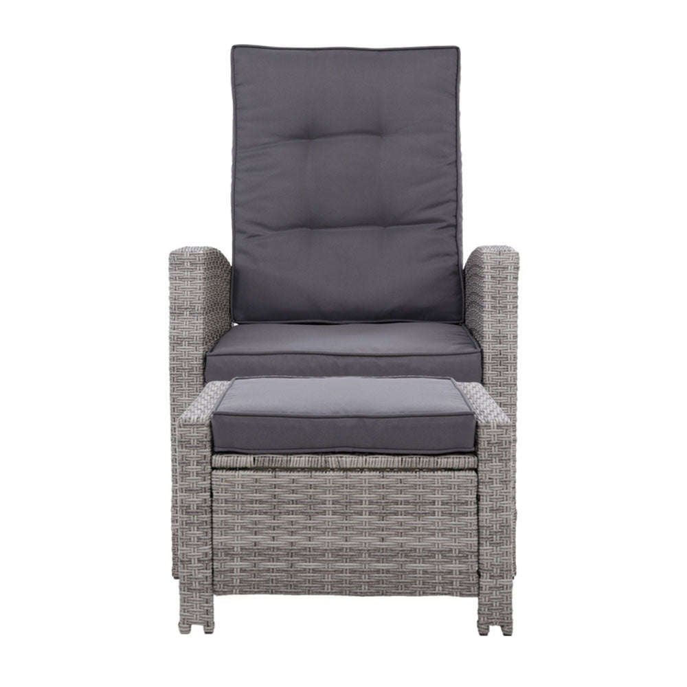 Set of 2 Sun lounge Recliner Chair Wicker Lounger Sofa Day Bed Outdoor Chairs Patio Furniture Garden Cushion Ottoman Gardeon-Furniture &gt; Outdoor-PEROZ Accessories