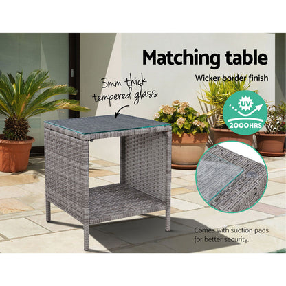 Gardeon Outdoor Setting Recliner Chair Table Set Wicker lounge Patio Furniture Grey-Furniture &gt; Outdoor-PEROZ Accessories