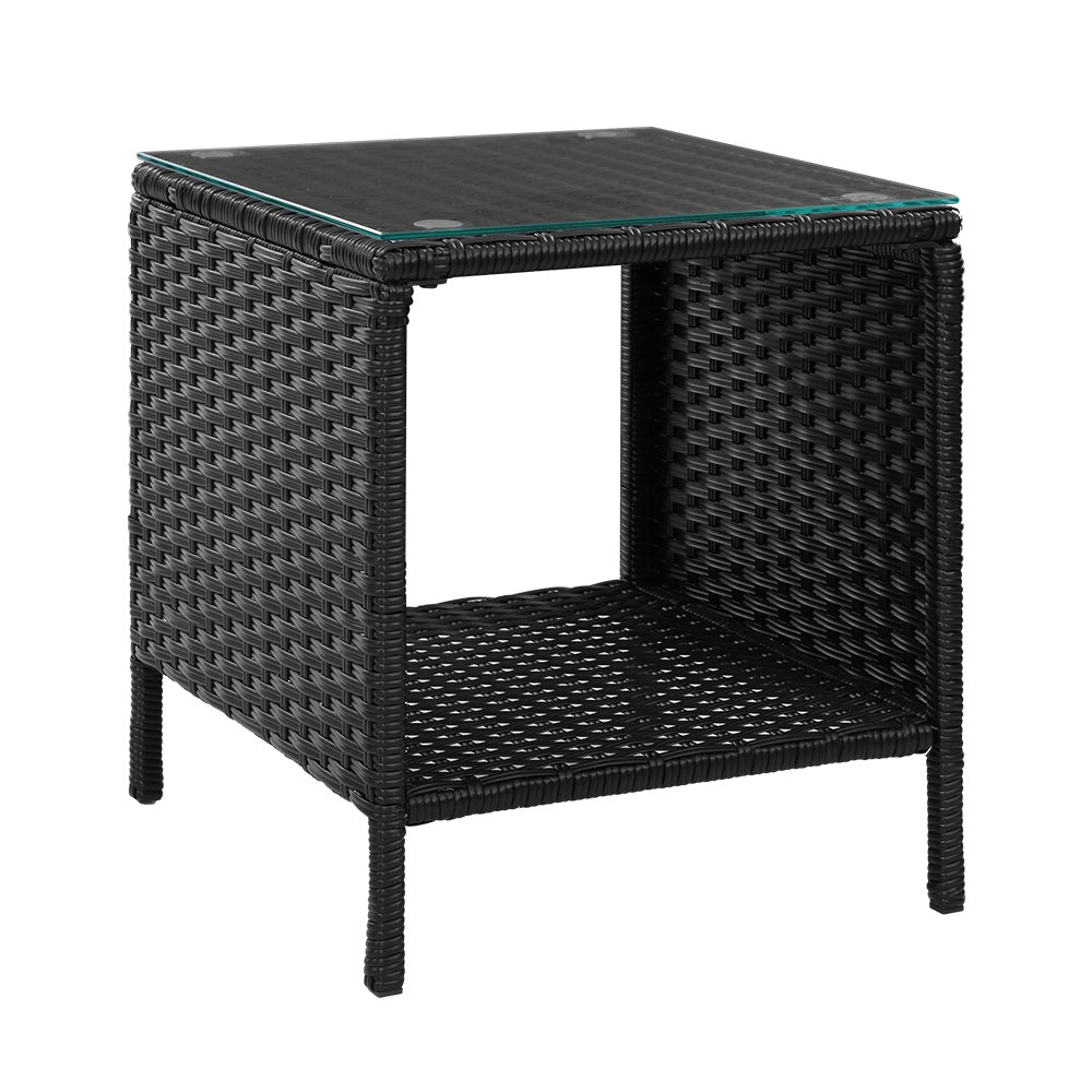 Gardeon Side Table Coffee Patio Outdoor Furniture Rattan Desk Indoor Garden Black-Furniture &gt; Outdoor-PEROZ Accessories