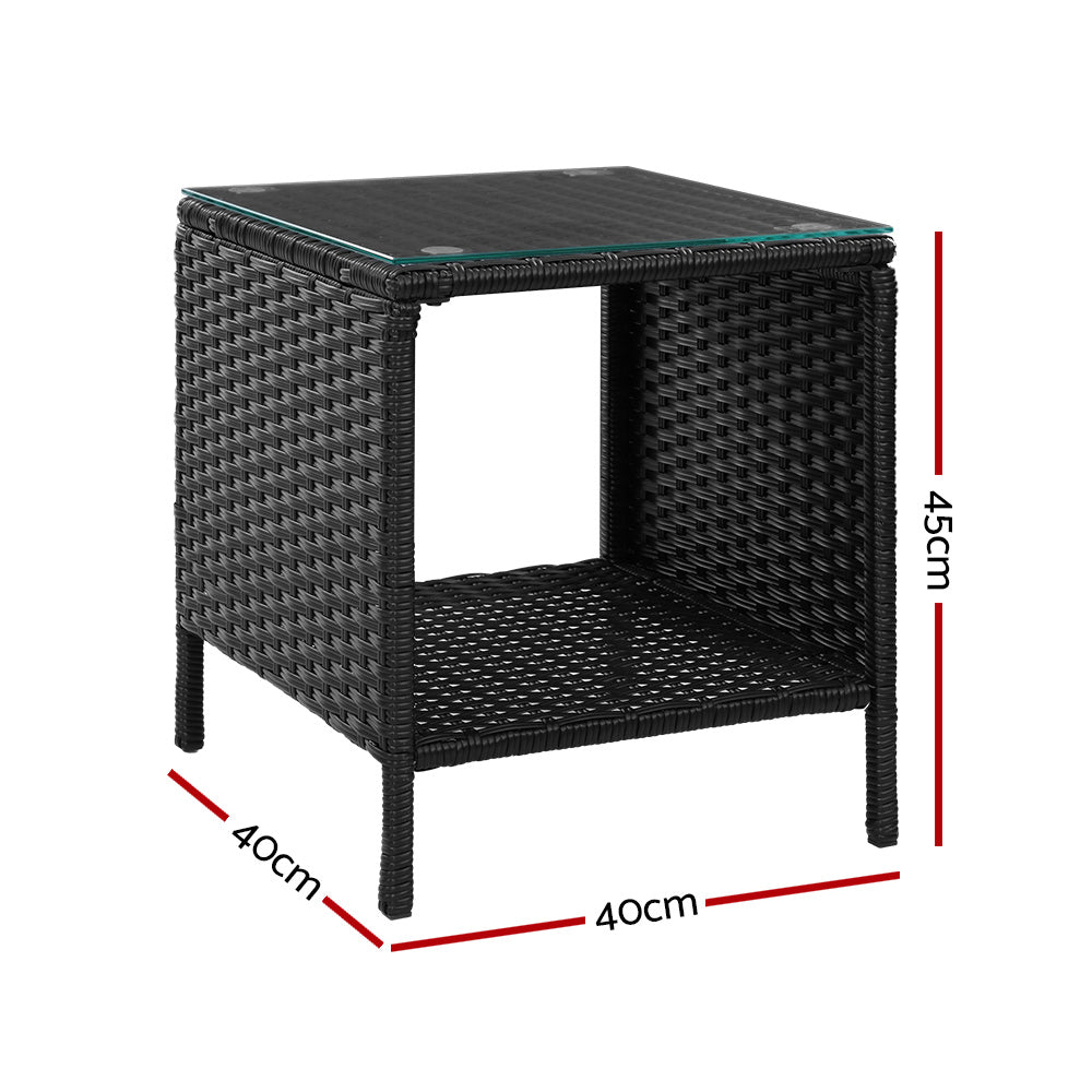 Gardeon Side Table Coffee Patio Outdoor Furniture Rattan Desk Indoor Garden Black-Furniture &gt; Outdoor-PEROZ Accessories